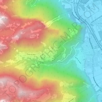 Mapa topográfico Miex, altitud, relieve