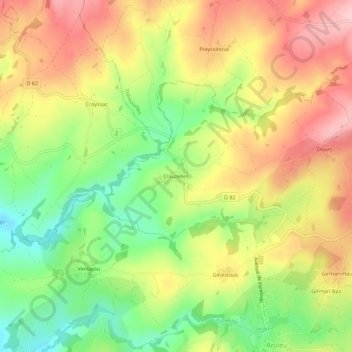 Mapa topográfico Clauzelles, altitud, relieve