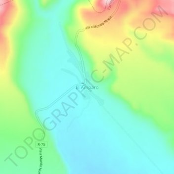 Mapa topográfico El Amparo, altitud, relieve