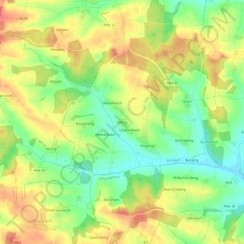 Mapa topográfico Utting, altitud, relieve
