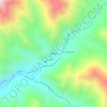 Mapa topográfico El Maitén, altitud, relieve