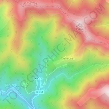 Mapa topográfico Camp Bernard, altitud, relieve