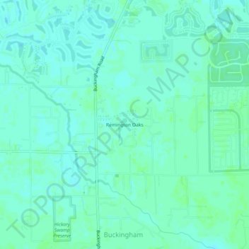 Mapa topográfico Remington Oaks, altitud, relieve
