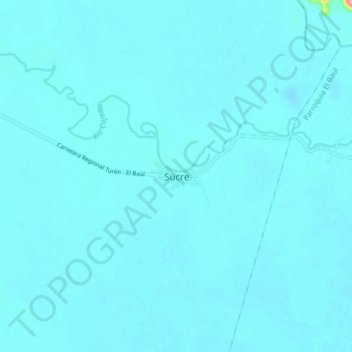 Mapa topográfico Sucre, altitud, relieve