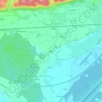 Mapa topográfico Berg, altitud, relieve