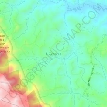 Mapa topográfico El Zancudo, altitud, relieve