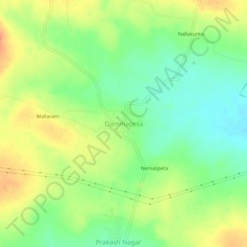 Mapa topográfico Dammapeta, altitud, relieve