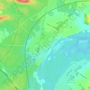 Mapa topográfico Grez-sur-Loing, altitud, relieve