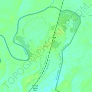 Mapa topográfico Gede, altitud, relieve