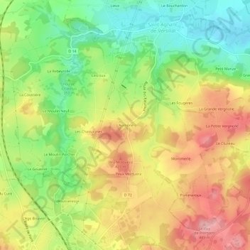 Mapa topográfico L'Aumône, altitud, relieve