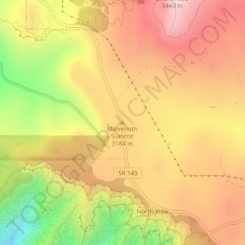 Mapa topográfico Mammoth Summit, altitud, relieve