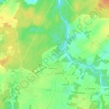 Mapa topográfico Champot, altitud, relieve