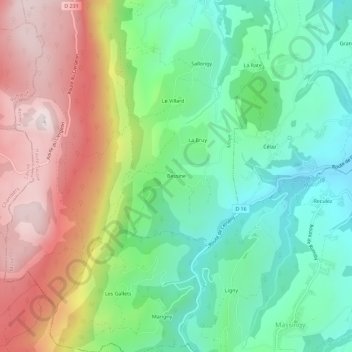 Mapa topográfico Bessine, altitud, relieve