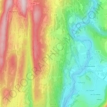 Mapa topográfico Chavagna, altitud, relieve