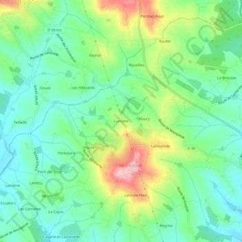 Mapa topográfico Lamotte, altitud, relieve