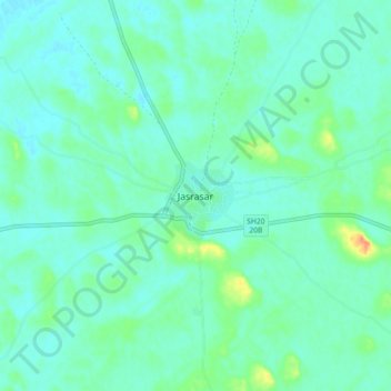 Mapa topográfico Jasrasar, altitud, relieve