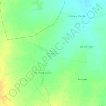 Mapa topográfico Kodia God, altitud, relieve