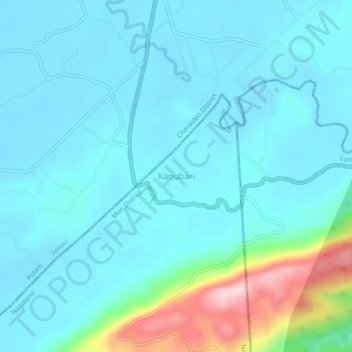 Mapa topográfico Kanubari, altitud, relieve