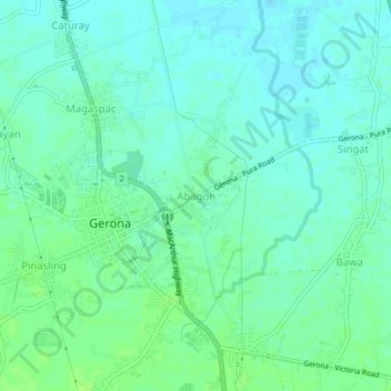 Mapa topográfico Abagon, altitud, relieve