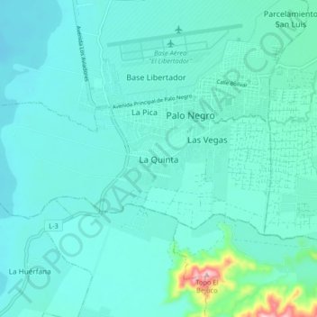 Mapa topográfico La Quinta, altitud, relieve