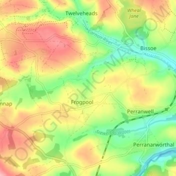 Mapa topográfico Lowertown, altitud, relieve