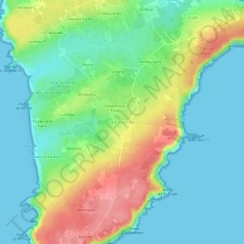 Mapa topográfico Saint-Hernot, altitud, relieve