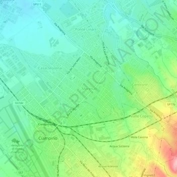 Mapa topográfico Morena, altitud, relieve