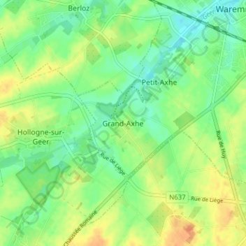 Mapa topográfico Grand-Axhe, altitud, relieve