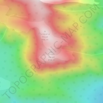 Mapa topográfico Green Head, altitud, relieve