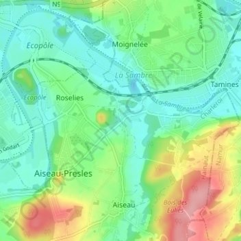 Mapa topográfico Ménonry, altitud, relieve