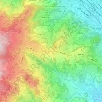 Mapa topográfico Quargnenta, altitud, relieve
