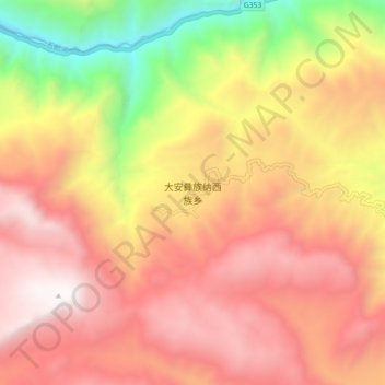 Mapa topográfico 大安彝族纳西族乡, altitud, relieve