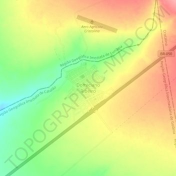 Mapa topográfico Domiciano Ribeiro, altitud, relieve