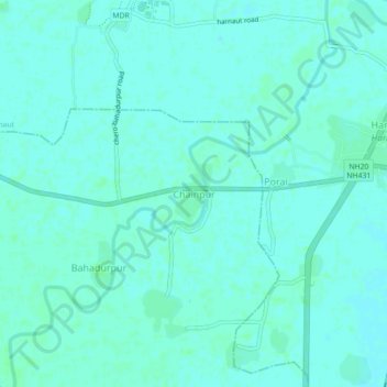 Mapa topográfico Chainpur, altitud, relieve