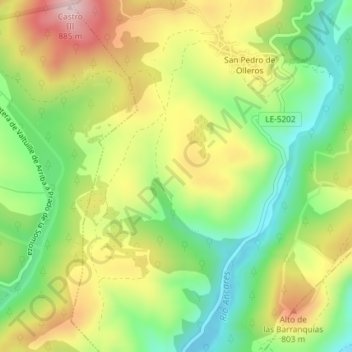Mapa topográfico Viñais, altitud, relieve