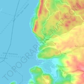 Mapa topográfico Zaldivar, altitud, relieve
