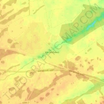 Mapa topográfico Нелюбино, altitud, relieve