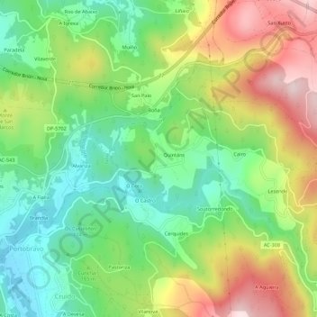 Mapa topográfico Béxeres, altitud, relieve