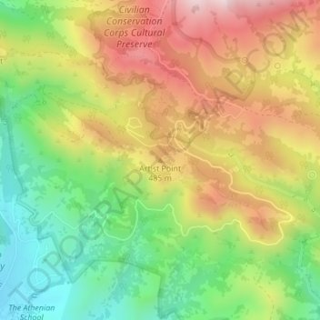 Mapa topográfico Artist Point, altitud, relieve