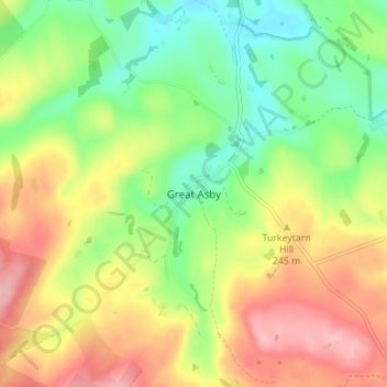 Mapa topográfico Great Asby, altitud, relieve