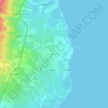 Mapa topográfico Darong, altitud, relieve