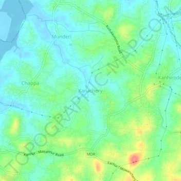 Mapa topográfico Kanachery, altitud, relieve