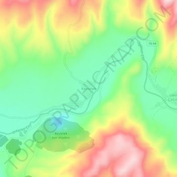 Mapa topográfico Kestelek, altitud, relieve