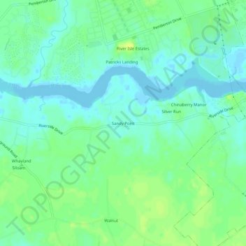 Mapa topográfico Sandy Point, altitud, relieve