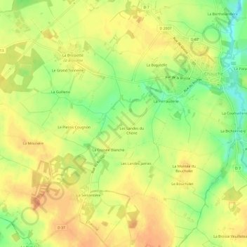 Mapa topográfico La Vergne, altitud, relieve