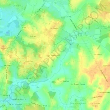 Mapa topográfico La Chânée, altitud, relieve