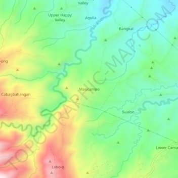 Mapa topográfico Masicampo, altitud, relieve