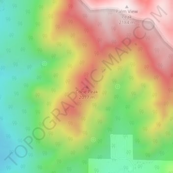 Mapa topográfico Cone Peak, altitud, relieve