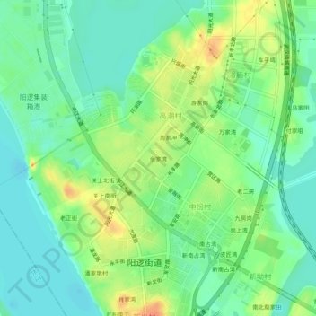 Mapa topográfico 余家湾, altitud, relieve
