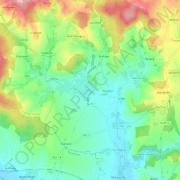 Mapa topográfico Weng, altitud, relieve